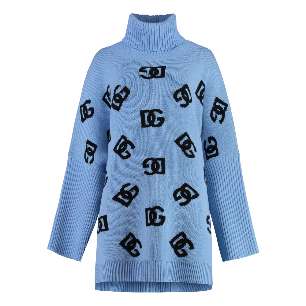 Dolce & Gabbana Luxe wollen poncho met coltrui Blue Dames