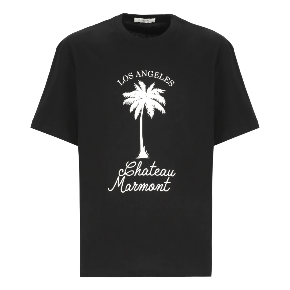 IH NOM UH NIT Zwarte Katoenen T-shirt met Palm Print Black Heren