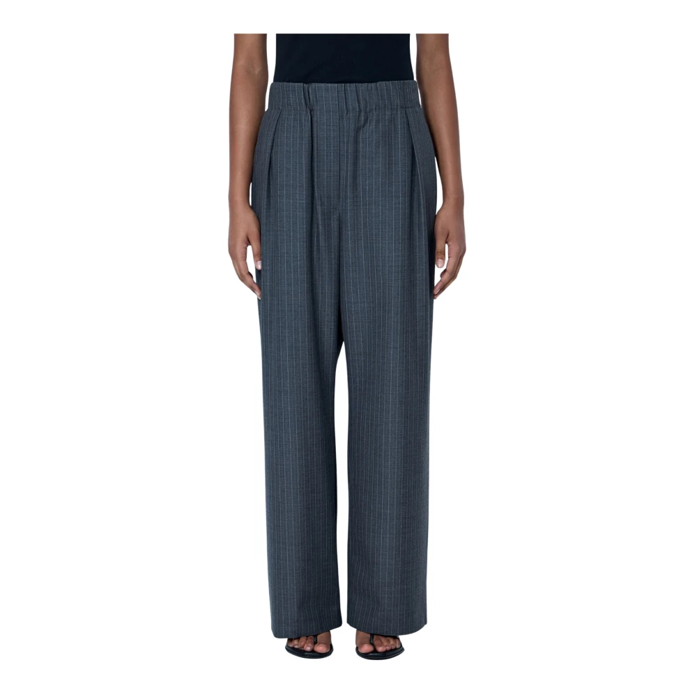 Jil Sander Wool Pinstripe Trousers - Female - Wide Trousers - Gray - Xs - Trousers