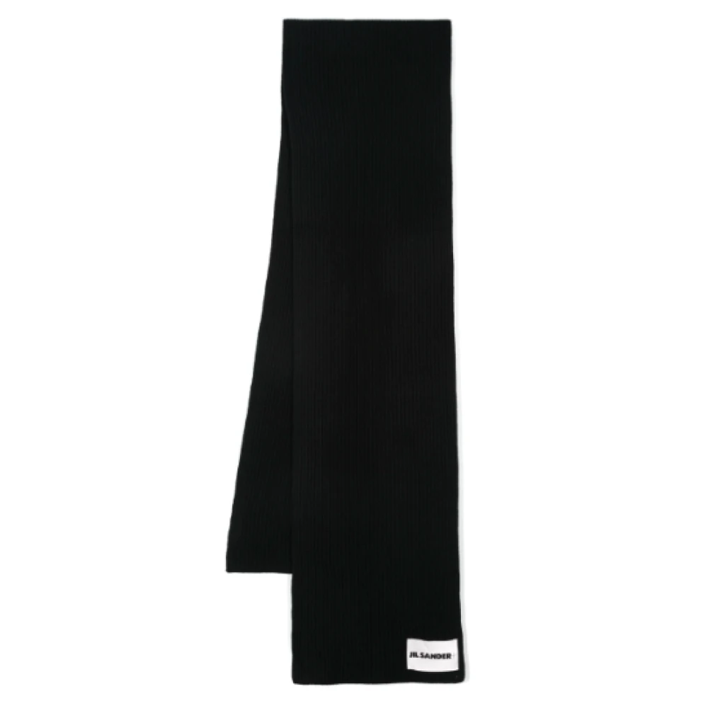 Jil Sander Zwart Logo Sjaal Black Unisex