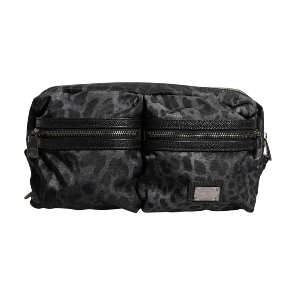Dolce & Gabbana Men's Black Leopard Logo Fanny Pack Bag