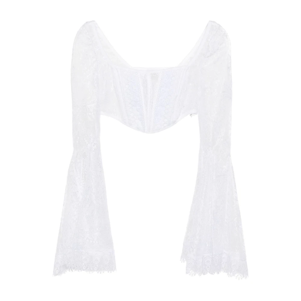 Charo Ruiz Ibiza Bloemenkant Korsetstijl Top White Dames