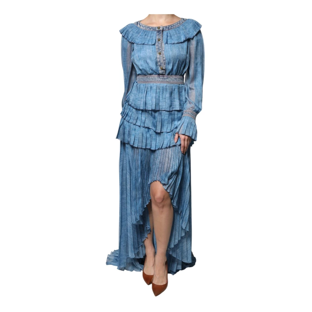 Philosophy Di Lorenzo Serafini Women's Blue Gowns, Xs, Layered Maxi Dress With Logo