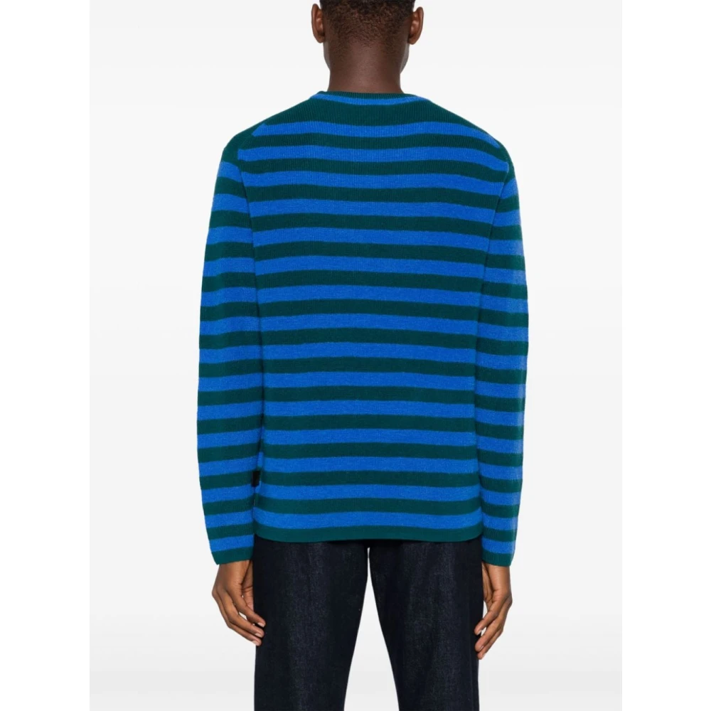 Paul Smith Gestreepte wollen trui met ronde hals Blue Heren