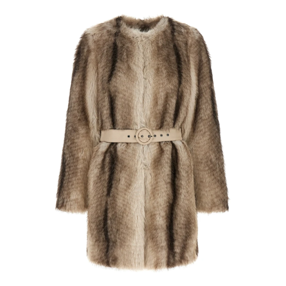 Twinset Donna Marrone - Cappotto In Ecopelliccia - Jackets - M