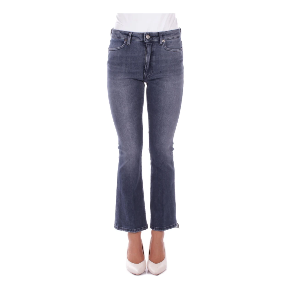 Dondup Blauwe Broek met Logo Rits Sluiting Blue Dames