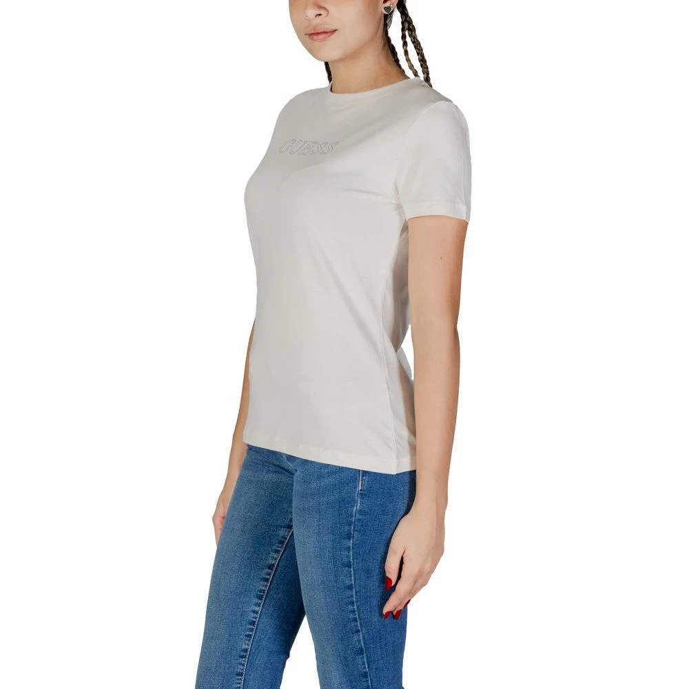 Guess Crème Katoenen T-shirt Lente Zomer Collectie White Dames