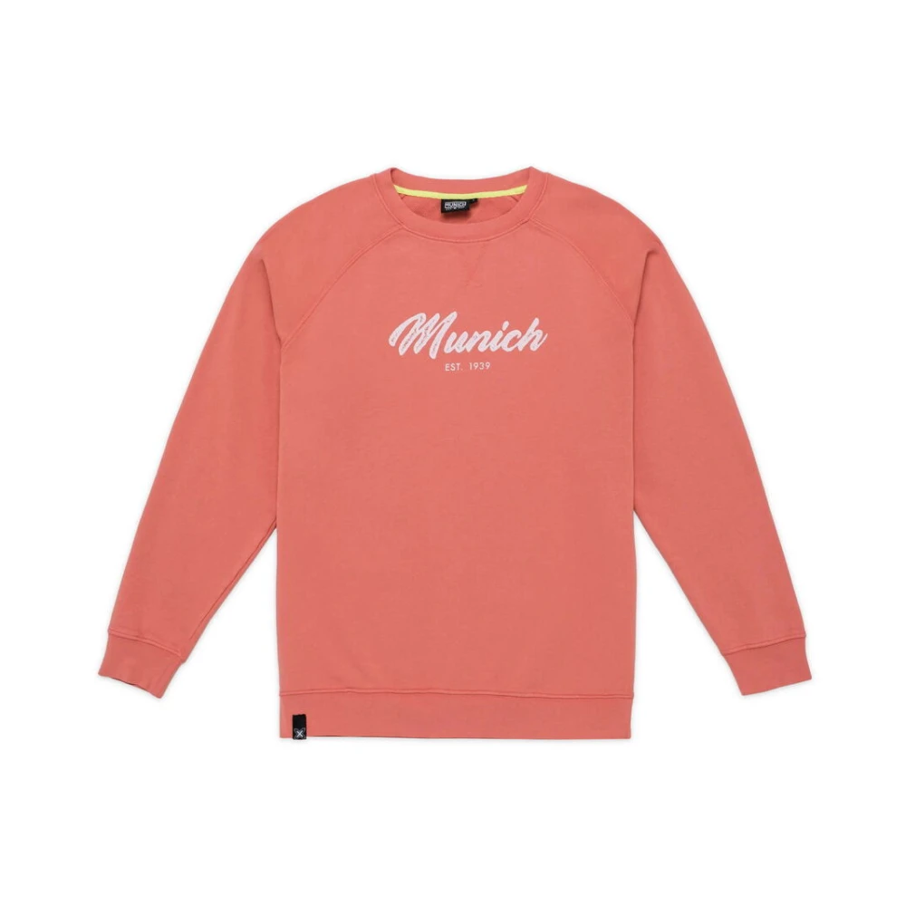 Munich Casual Urban Sweatshirt Soft Washed Cotton Red Heren
