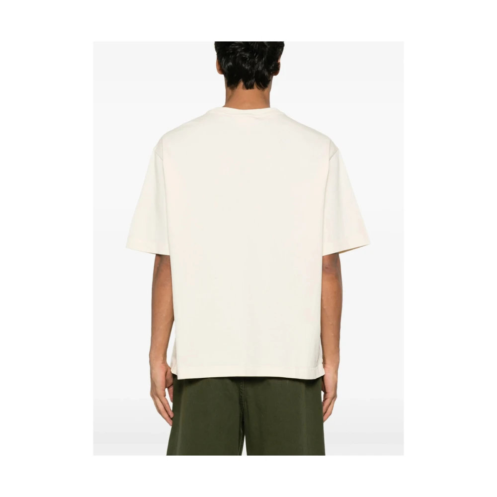 Maison Kitsuné Gele Crew Neck T-shirt met Logo Yellow Heren