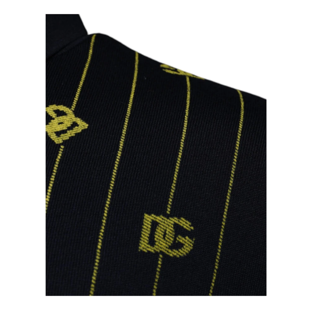 Dolce & Gabbana Zwarte Monogram Wollen Trui Italië Gemaakt Black Heren