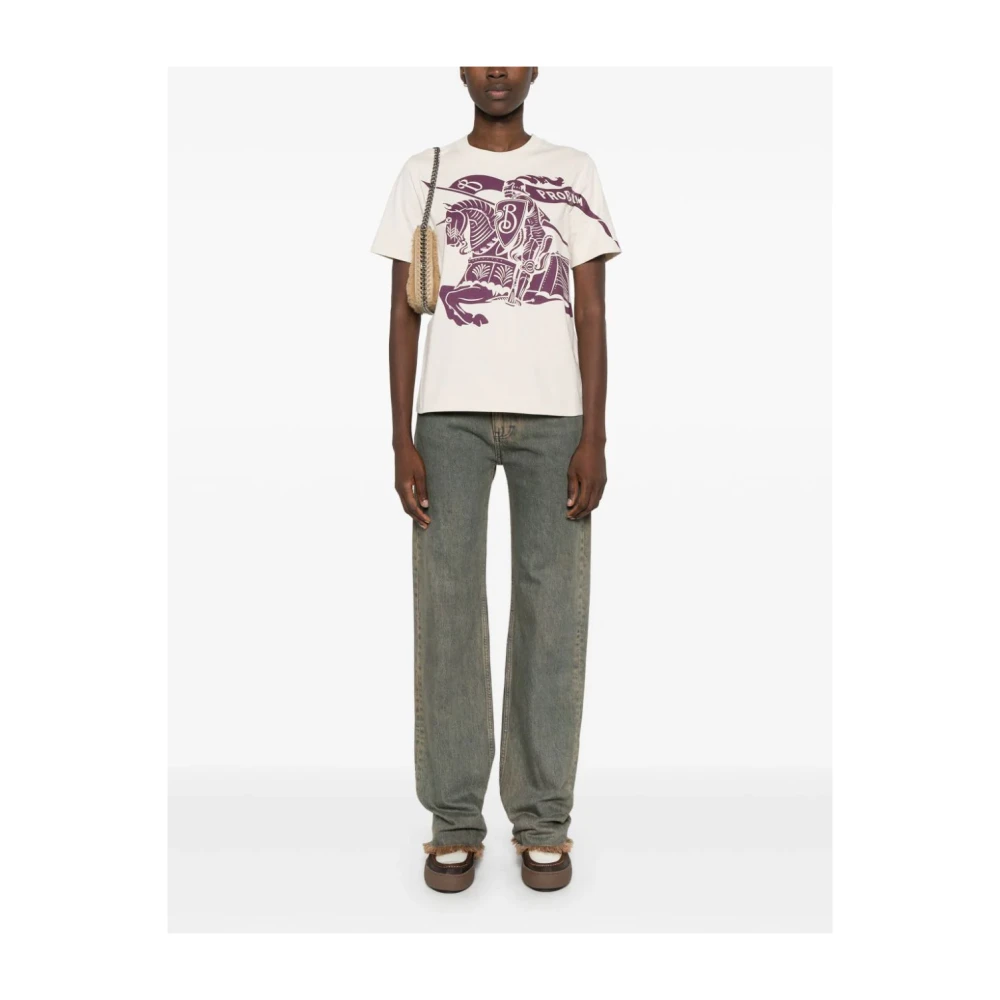 Burberry Equestrian Knight Design T-shirt Wit White Dames