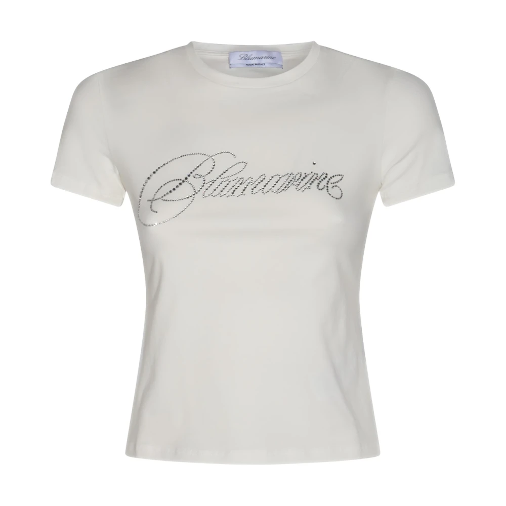 Blumarine Wit Katoenen T-shirt met Frontlogo White Dames