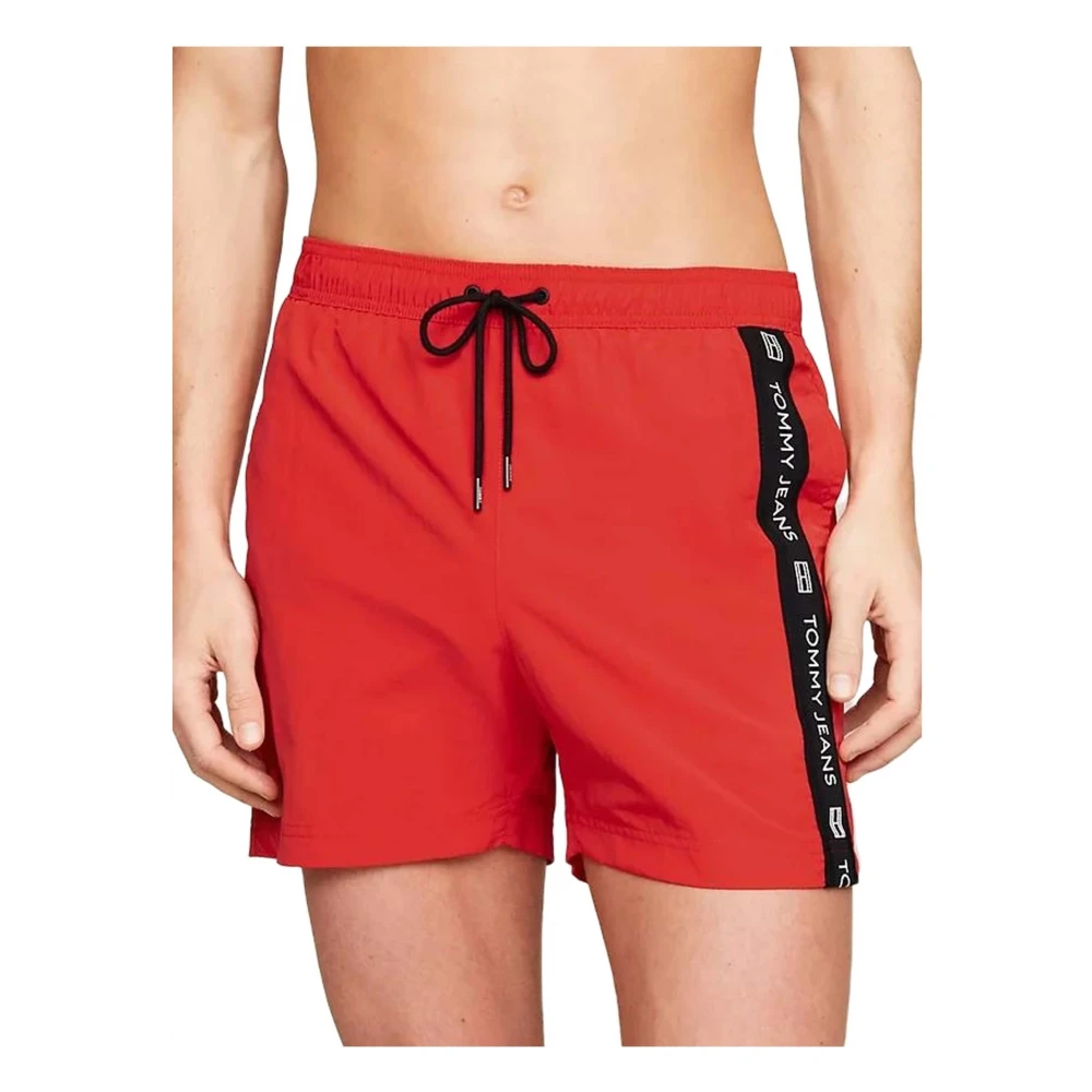 Tommy Hilfiger Storm-FIT Medium Drawstring Side Tape Swimsuit Red Heren