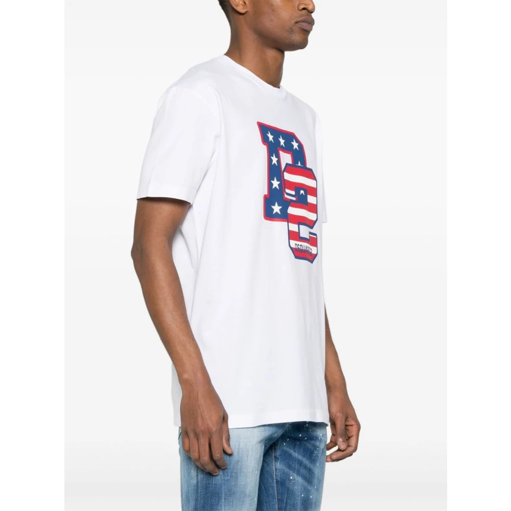 Dsquared2 Witte Logo Print T-shirt White Heren