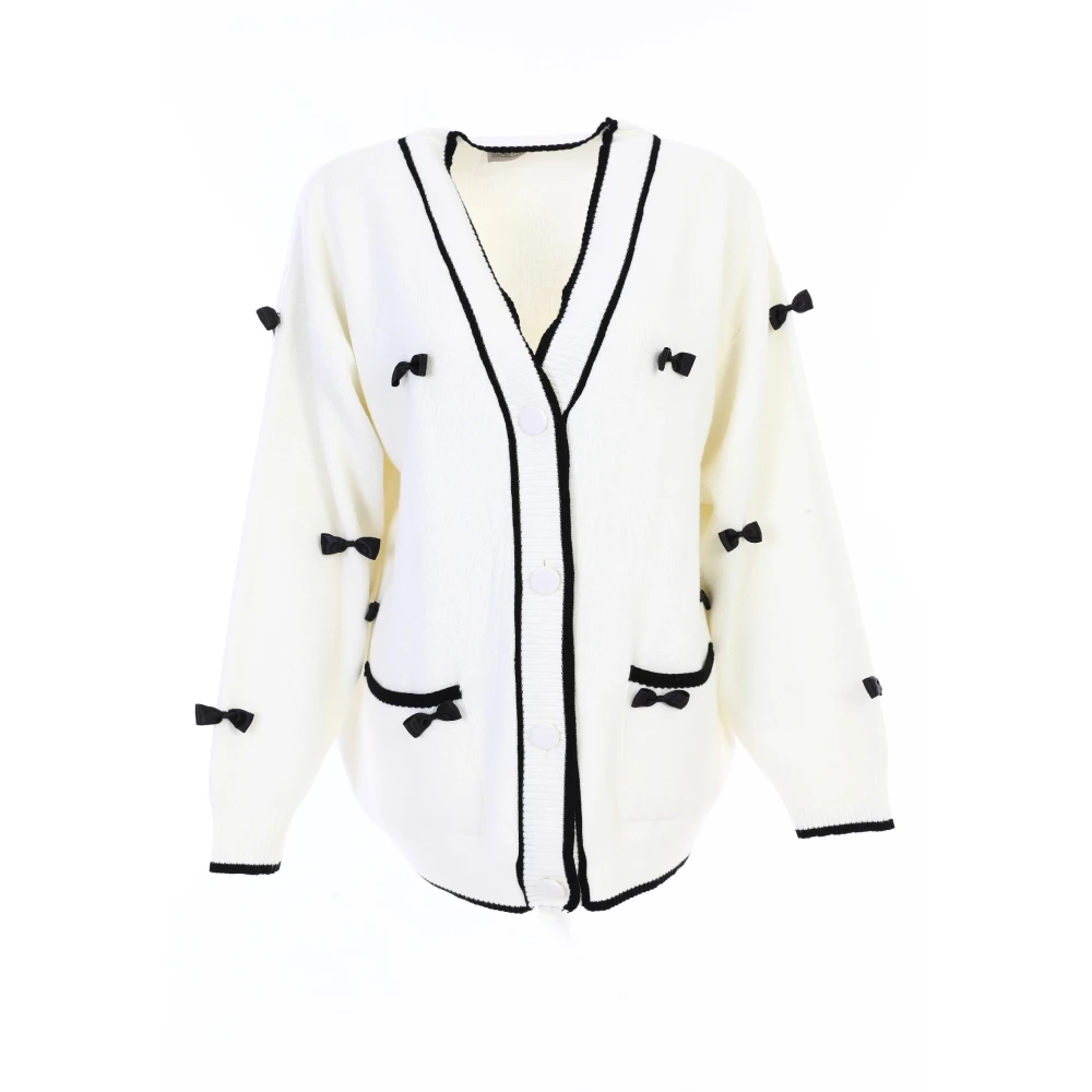 Cesare Gaspari Bow Knit Cardigan White Dames
