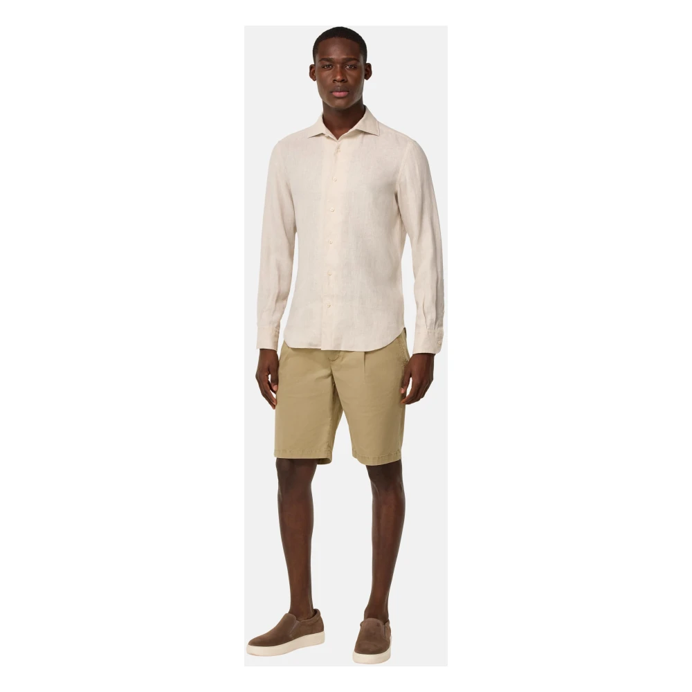 Boggi Milano Stretch katoenen zomer Bermuda shorts Beige Heren