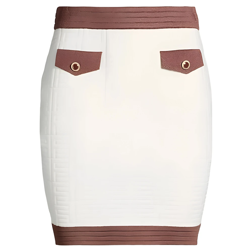 Fracomina Women's White Gonna A Tubino Fantasia Logo - Short Skirts - M - Skirts