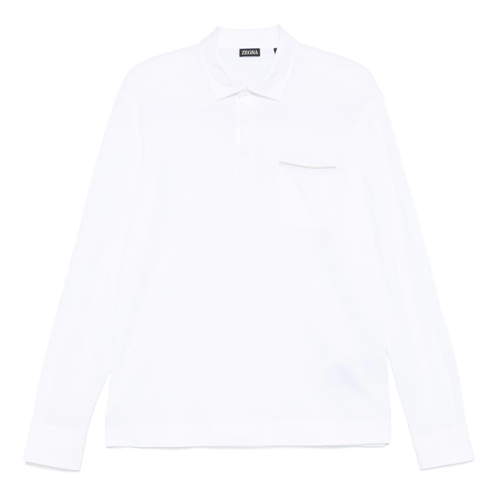 Ermenegildo Zegna Katoenen poloshirt met 3 knopen White Heren