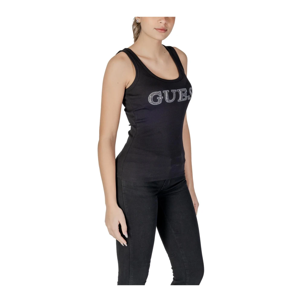 Guess Zwarte Mouwloze Tanktop met Ronde Hals Black Dames