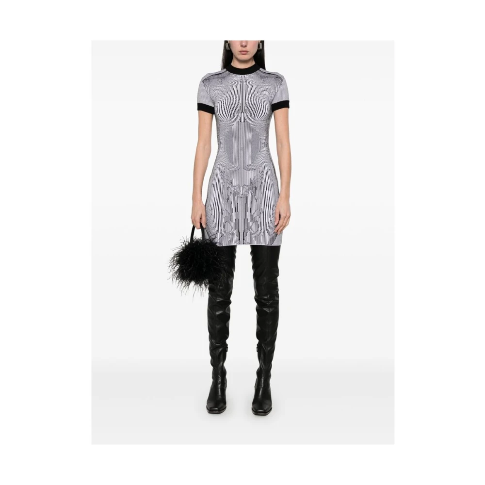 Jean Paul Gaultier Zwarte Jurk Korte Mouwen Ronde Hals Black Dames