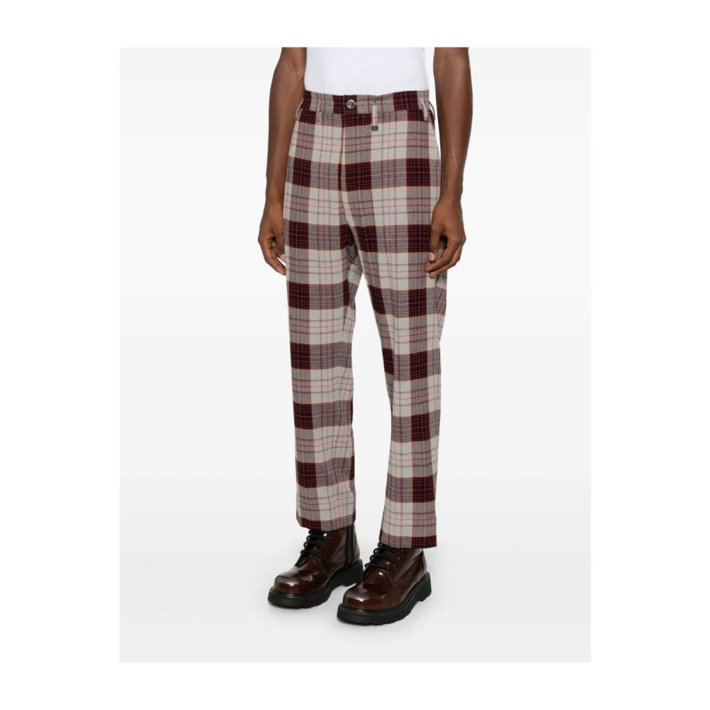 Vivienne Westwood Rode Geruite Patroon Slim Fit Broek Red Heren