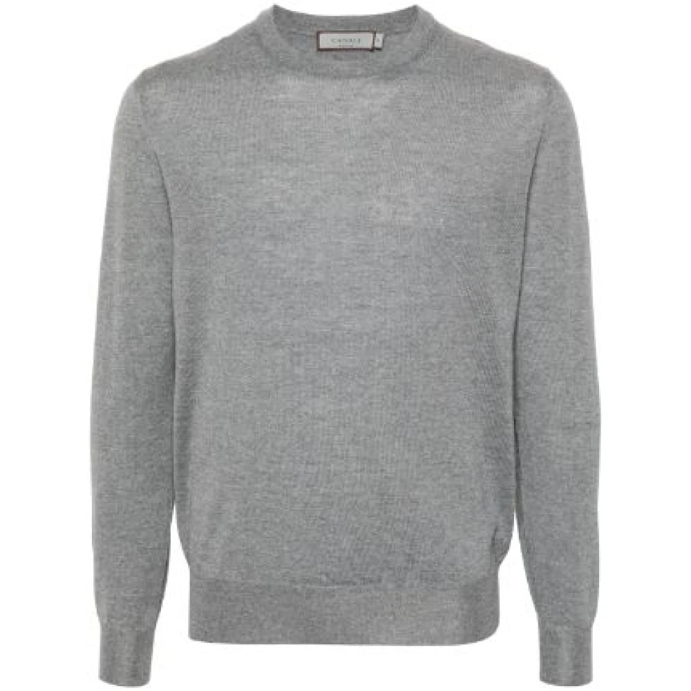 Canali Fijne Gebreide Merinowol Trui Gray Heren