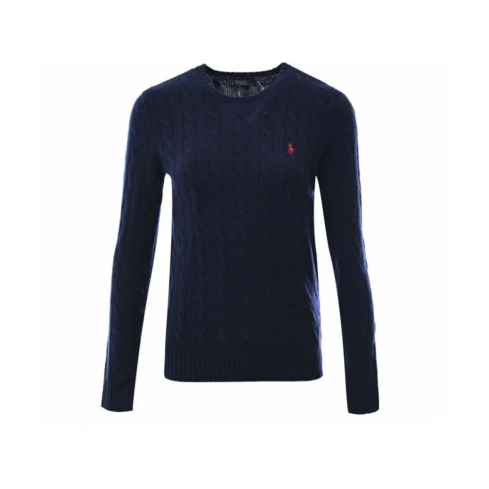 Ralph Lauren Women's Blue Cable Knit Wool Jumper