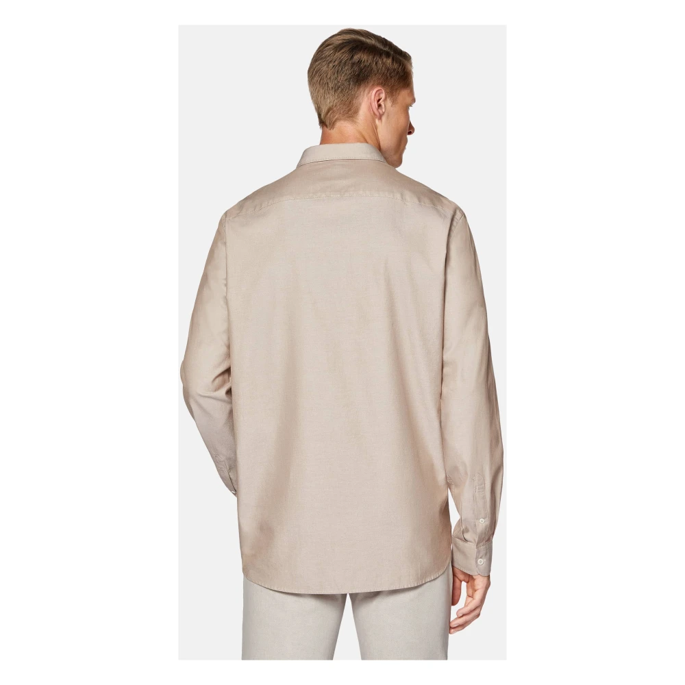 Boggi Milano Regular Fit Katoenen Overhemd Beige Heren
