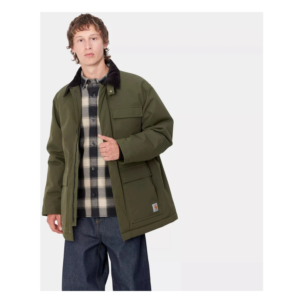 Carhartt WIP Nylonjas met ribfluwelen kraag Green Heren