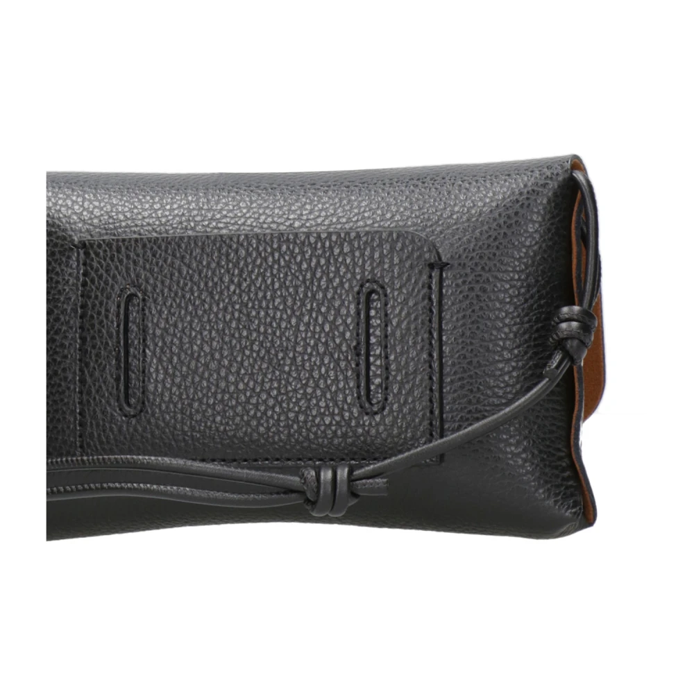 Zanellato Zwarte Hamer Leren Schoudertas Black Dames