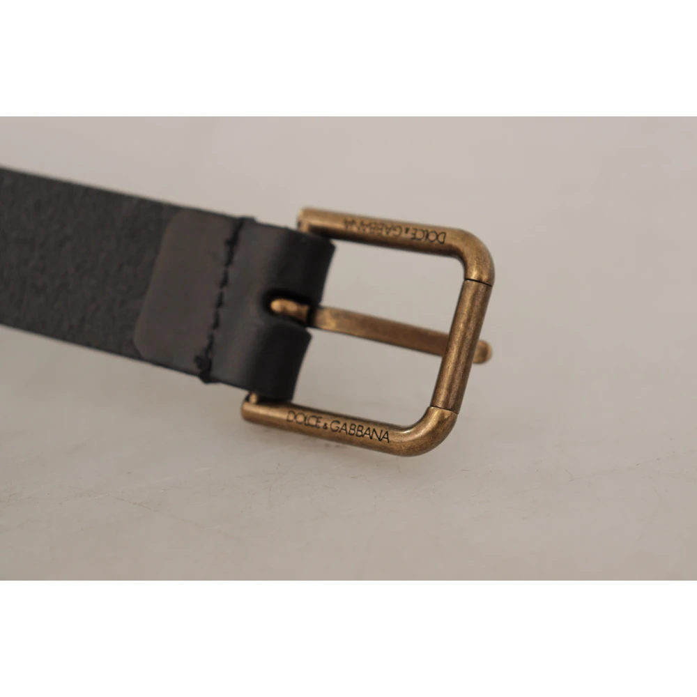 Dolce & Gabbana Zwarte leren riem met metalen gesp Black Heren