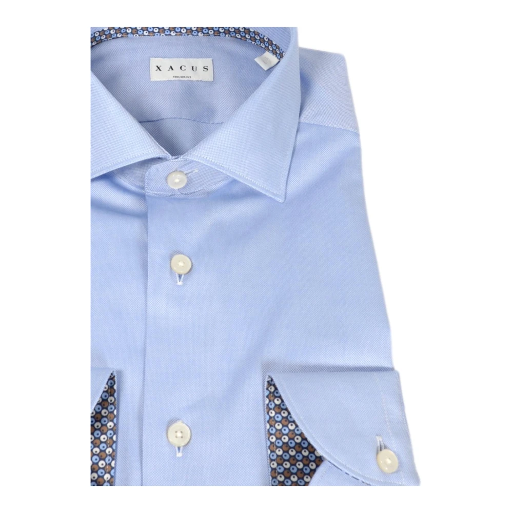Xacus Franse Kraag Oxford Overhemd met Contrasten Blue Heren