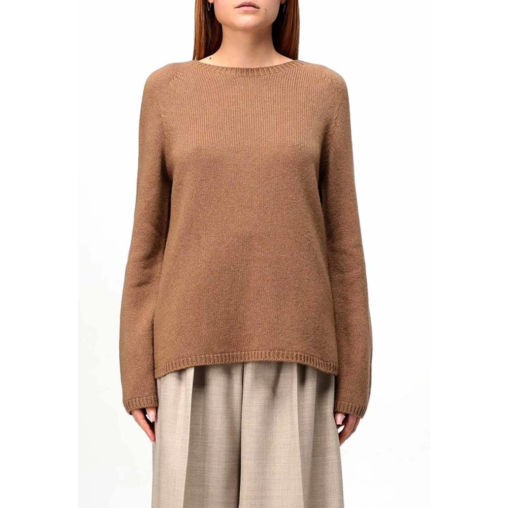 Max Mara Bruine wollen trui met lange mouwen Brown Dames