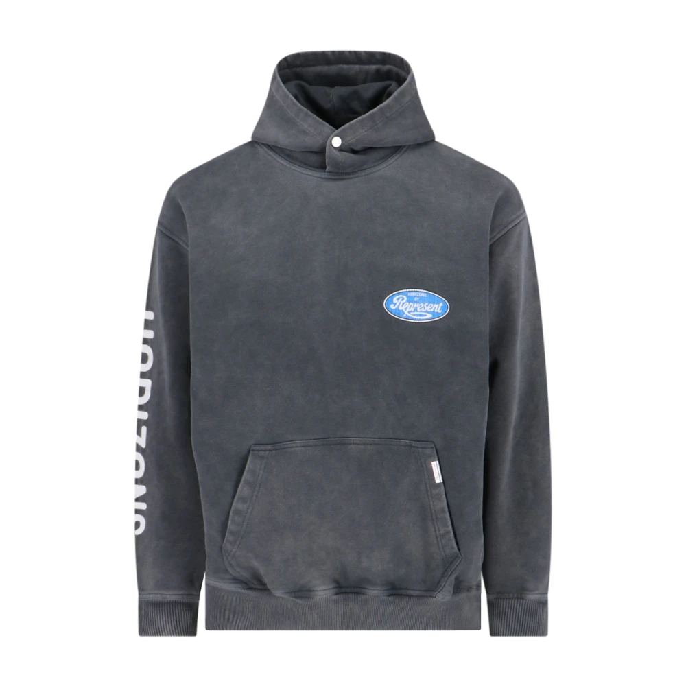 Represent Grijze hoodie met blauwe logoprint Gray Heren