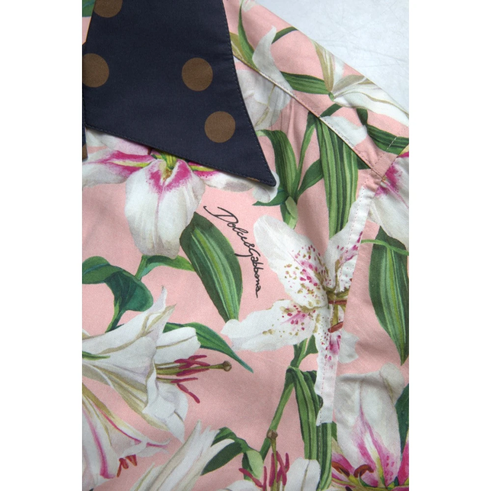 Dolce & Gabbana Elegant Slim Fit Roze Casual Overhemd Multicolor Heren