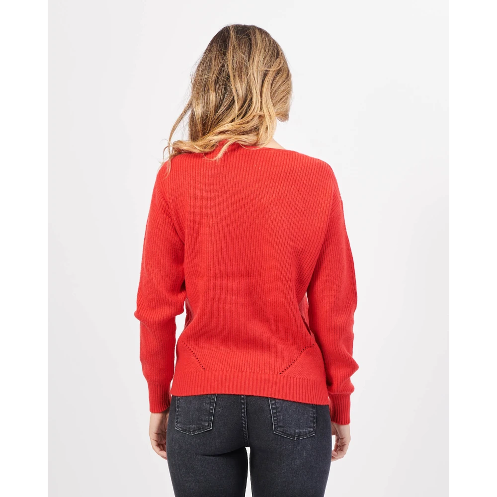 Gerry Weber Rode V-hals Gebreide Trui Red Dames