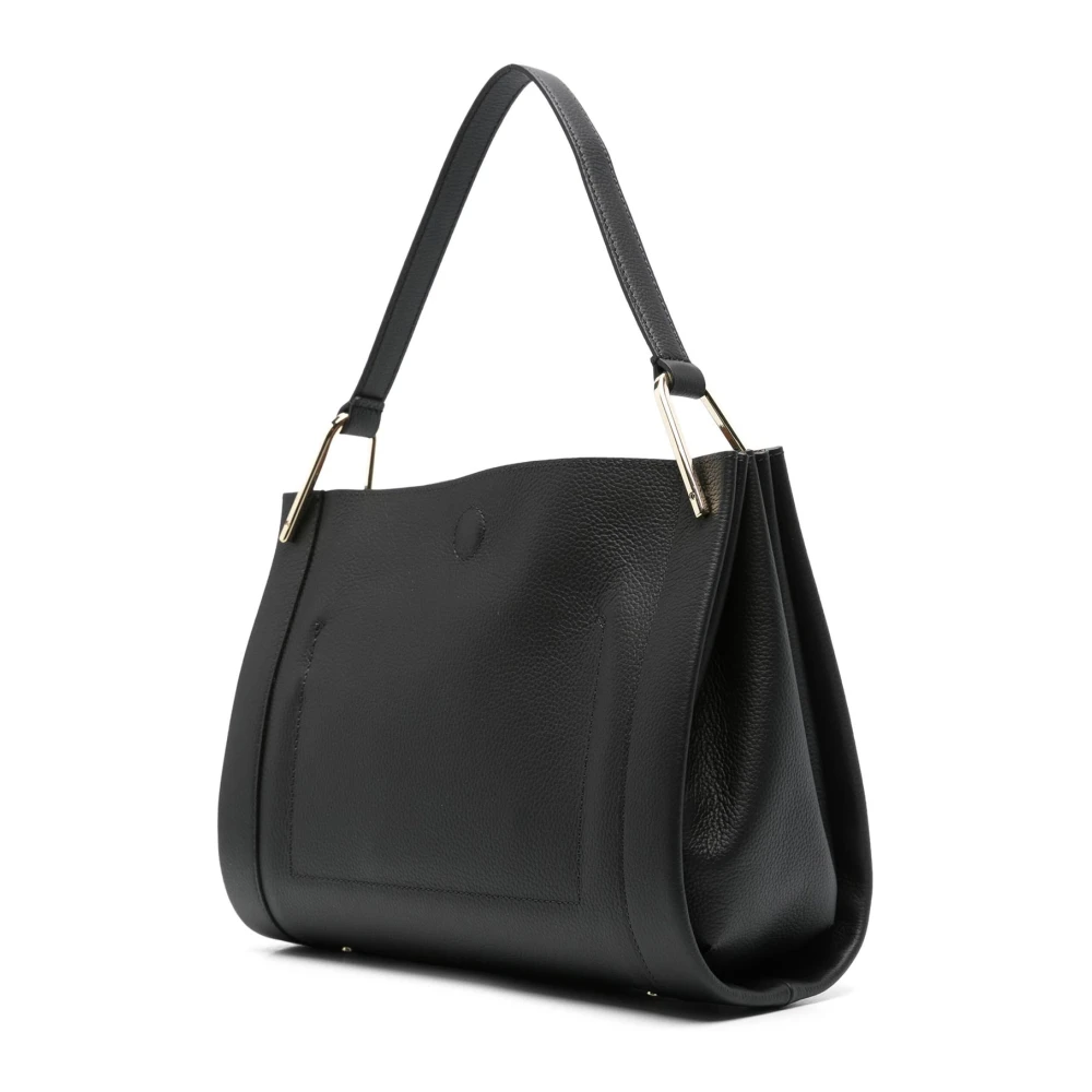 Coccinelle Schoudertas van leer met logo print Black Dames