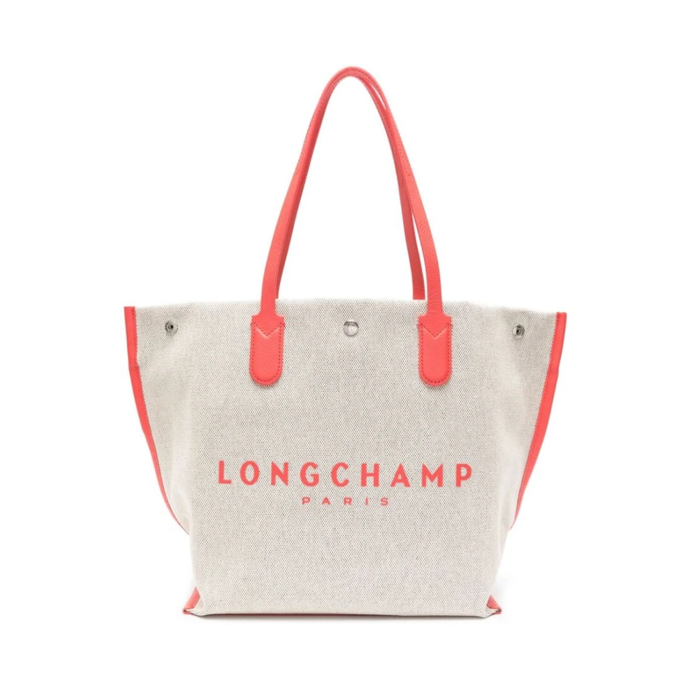 Longchamp Ecru Koraalrode Leren Tas White Dames