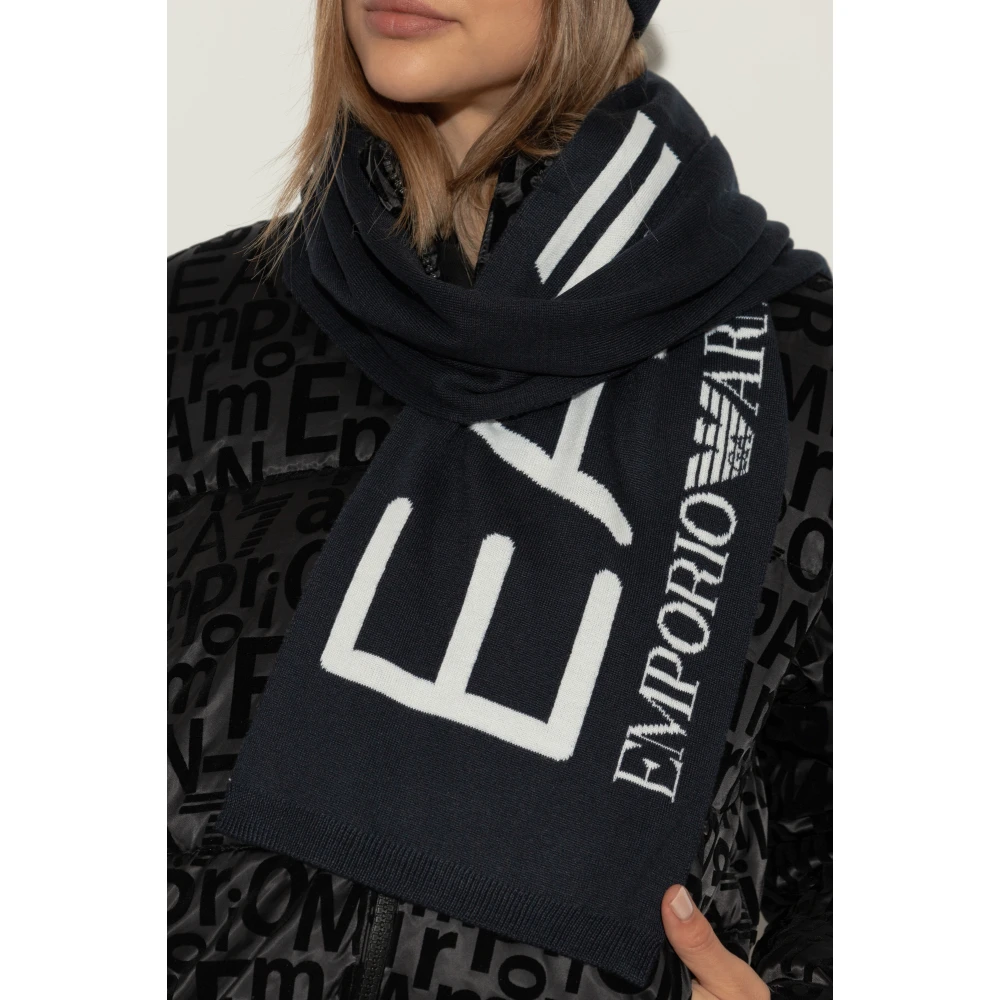 Emporio Armani EA7 Sjaal met logo Black Unisex