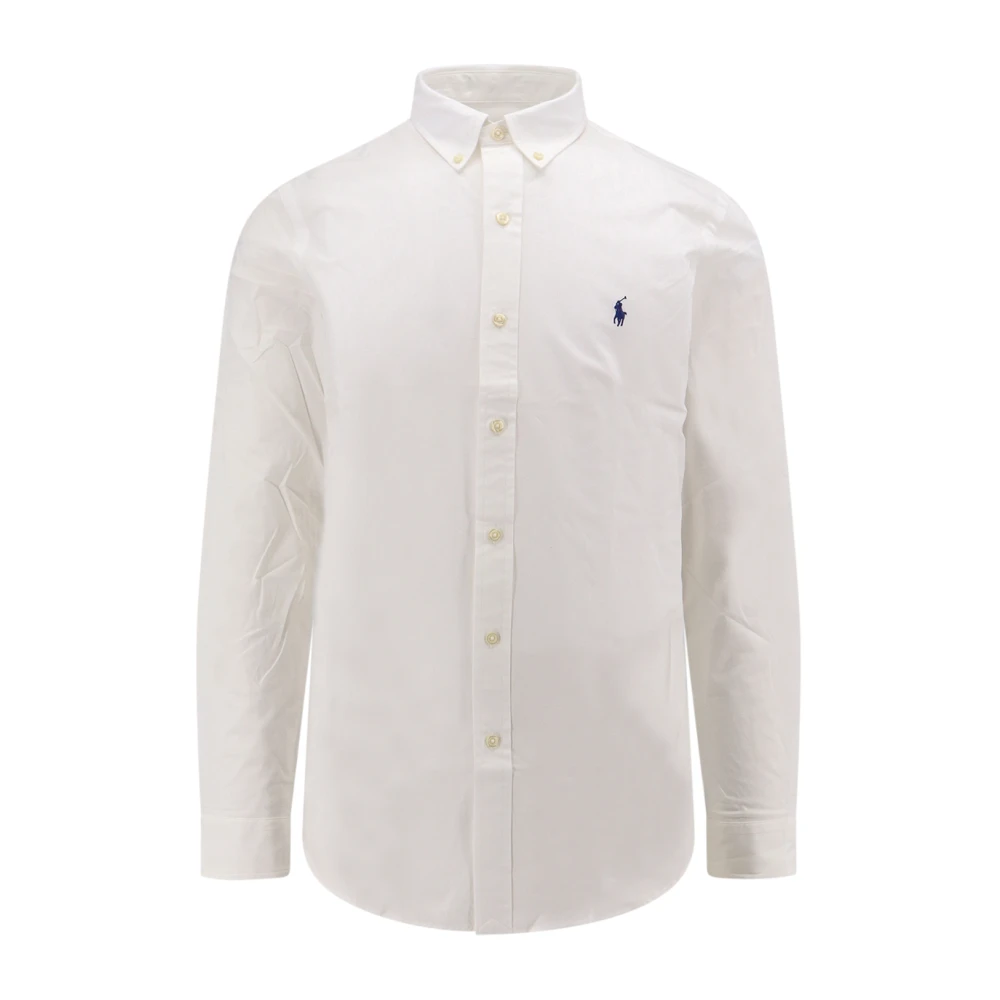 Polo Ralph Lauren Stretch Katoenen Overhemd met Iconisch Logo Borduursel White Heren