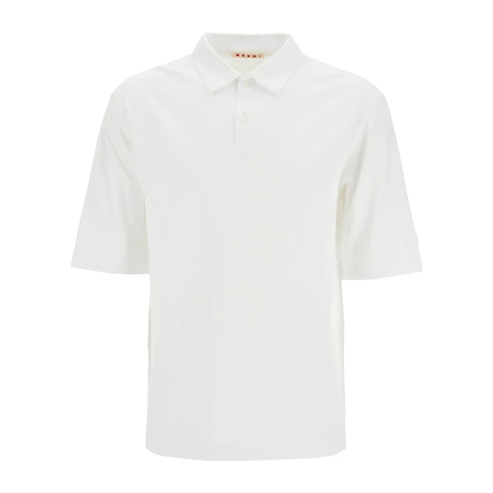 Marni Klassieke Polo Shirt van Compact Katoen White Heren