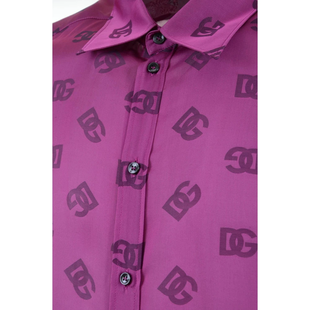 Dolce & Gabbana Heren Logoprint Lange Mouw Shirt Pink Heren