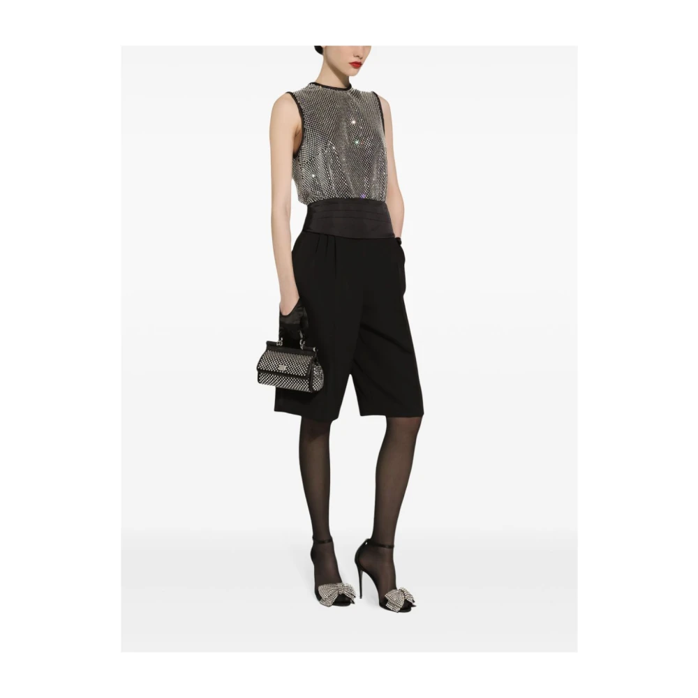 Dolce & Gabbana Zwarte Gabardine Tailored Shorts Black Dames