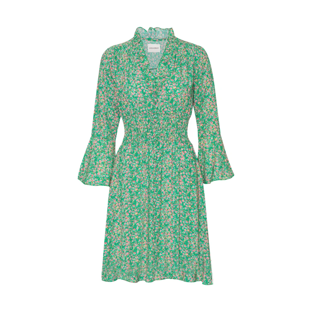 American Dreams Groene Bloem Korte Jurk Smock Taille Green Dames