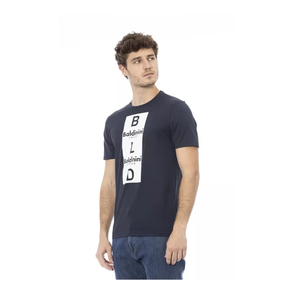 Baldinini Blauw Katoenen T-shirt met Print op de Voorkant Blue Heren