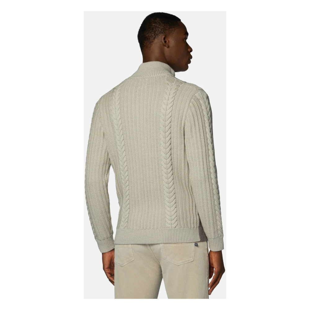 Boggi Milano Tweedkleurige Full-Zip Jumper Beige Heren