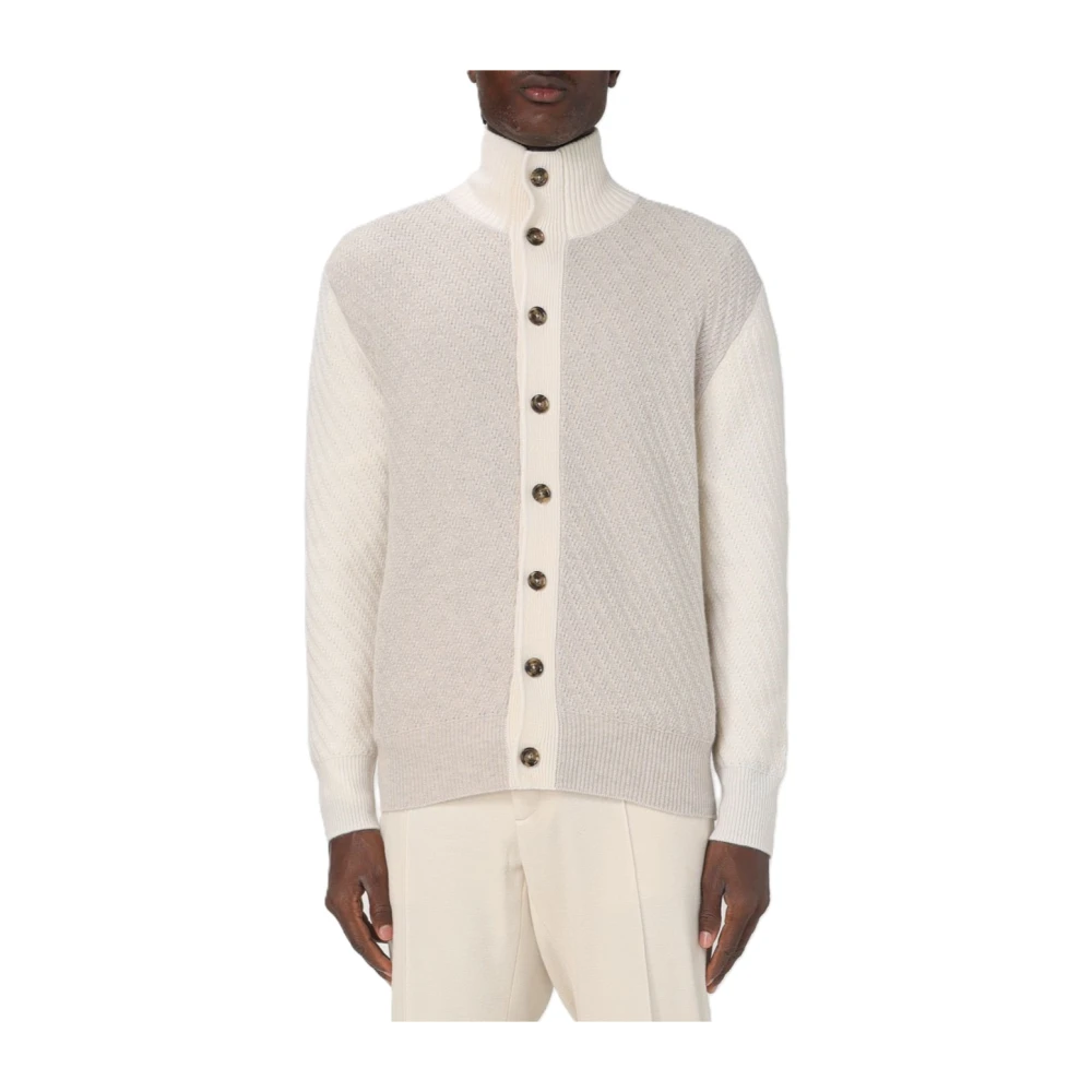 Paolo Pecora Grijze Trui Ronde Hals Regular Fit Wol Gray Heren