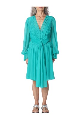 green-silk-chiffon-knot-dress