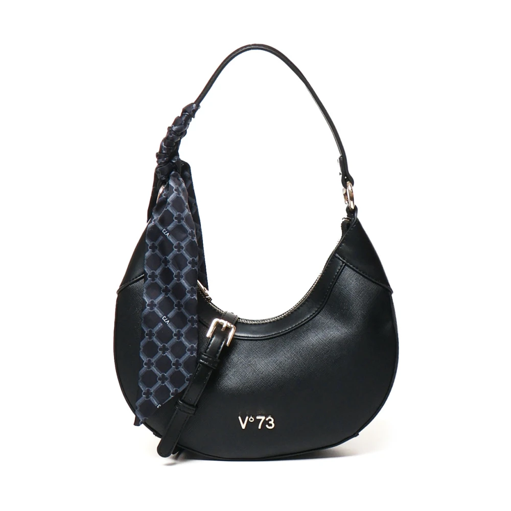 V73 Zwarte Halve Maan Schoudertas Black Dames