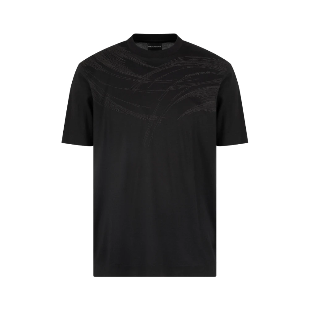 Emporio Armani Zwarte katoenen T-shirt met borduurwerk Black Heren
